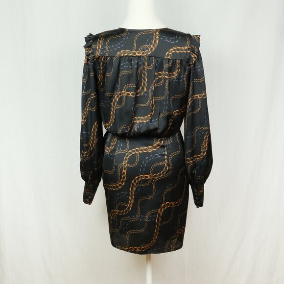 L'Academie Joyce Mini Dress Chain Print Black Size XS  Fashionable Party Look - Picture 8 of 12